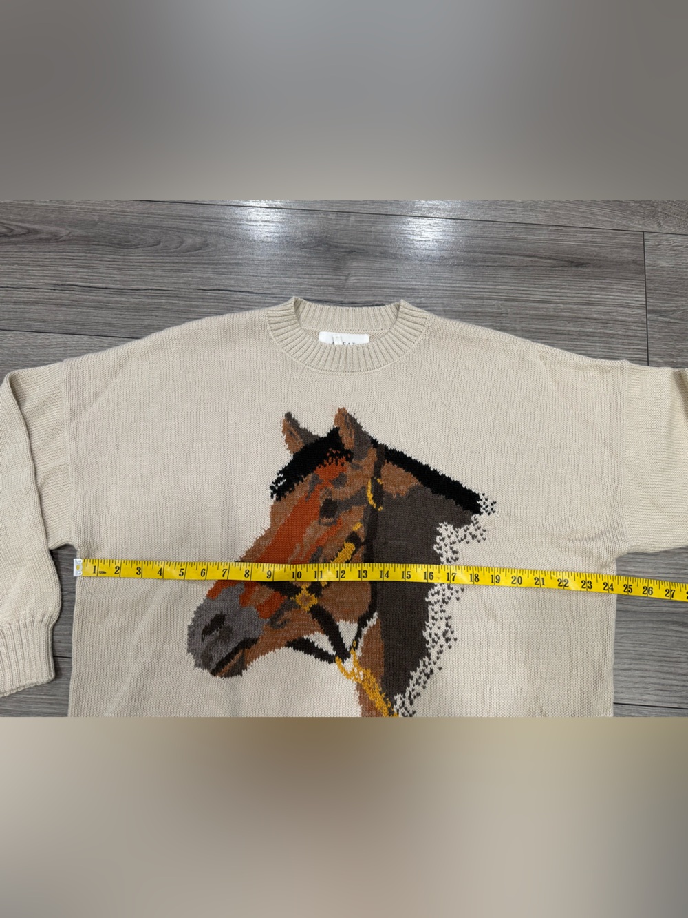 NWOT The Great. Stable Pullover in Natural Alpaca Blend Horse Head Sweater Sz 3 - Picture 7 of 10
